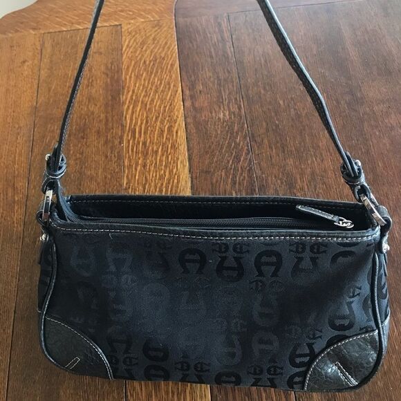 Etienne Aigner Leather & Monogram Hobo Handbag - Picture 3 of 8